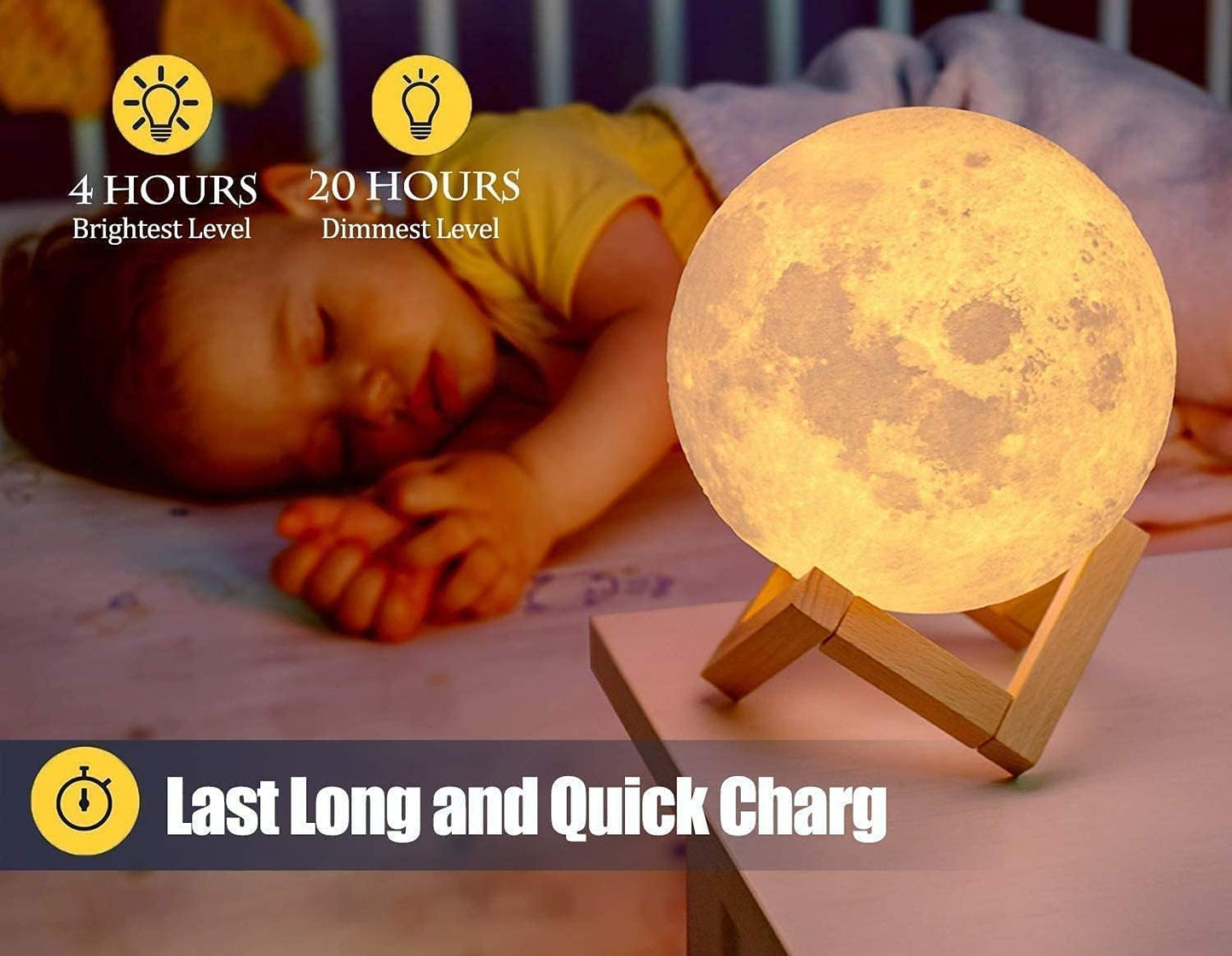 Goodfeel LED Moon Lamp - Soft Glow with Stand for Bedroom Decor