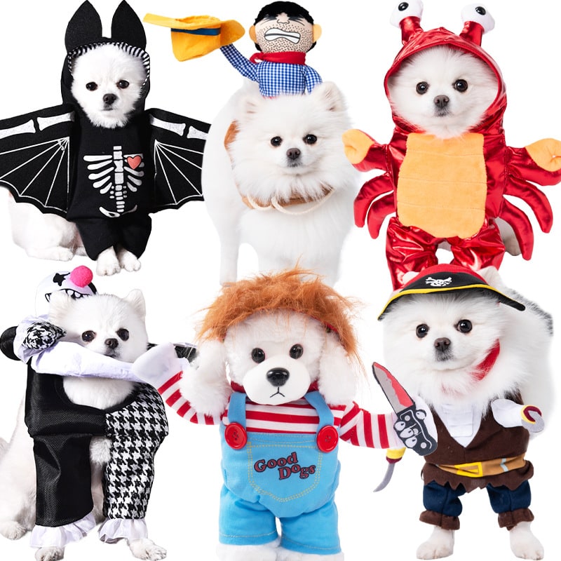 Funny Dog Costume with Novelty Holiday Designs and Adjustable Closures Halloween