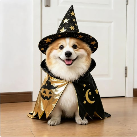 Funny Dog Costume with Novelty Holiday Designs and Adjustable Closures Halloween