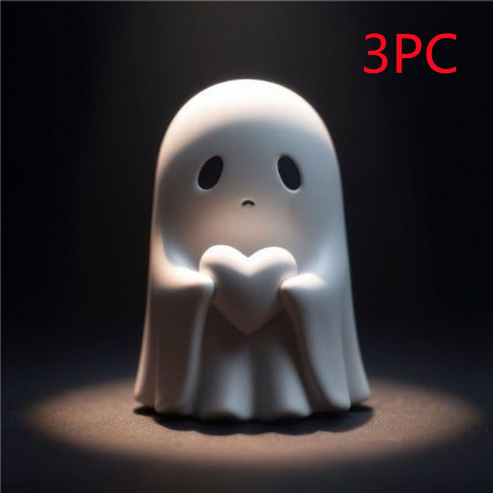 Ghost Figurine Statue Resin Decor with Matte Finish for Halloween Home Shelf Decorations