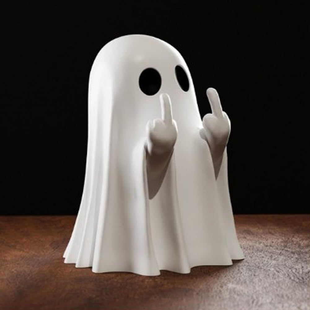 Ghost Figurine Statue Resin Decor with Matte Finish for Halloween Home Shelf Decorations