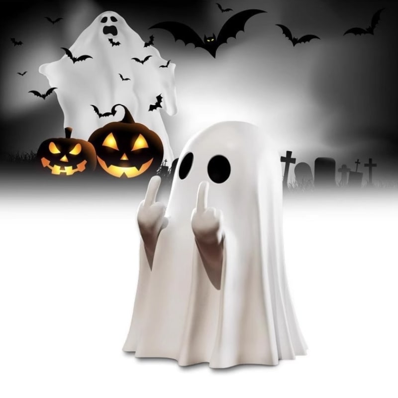 Ghost Figurine Statue Resin Decor with Matte Finish for Halloween Home Shelf Decorations