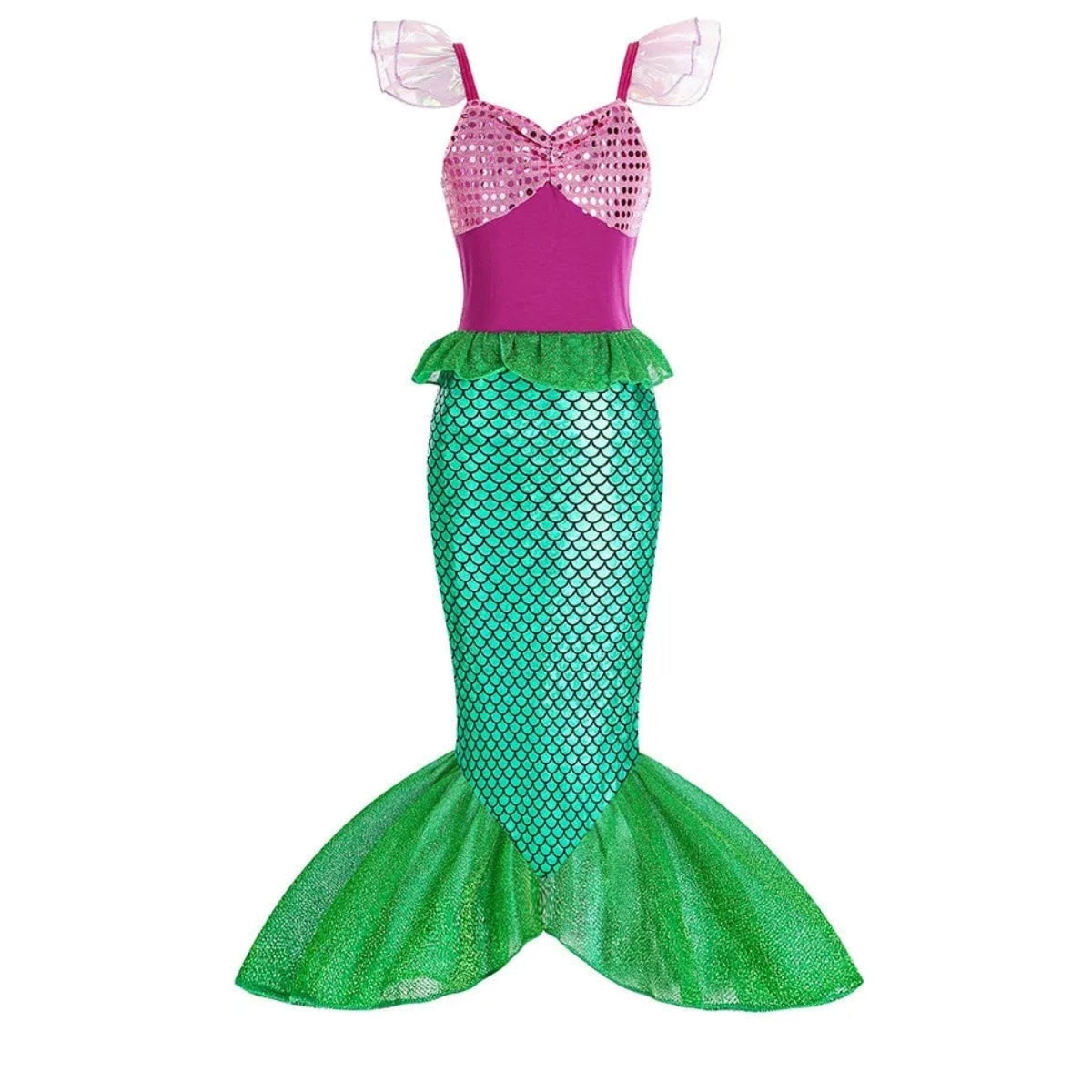 Girls' Halloween Mermaid Costume Outfit with Accessories for Dress-Up Party Ariel