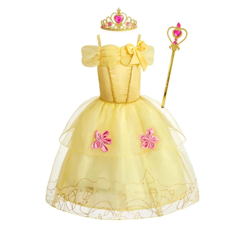 Girls' Halloween Princess Costume and Dresses for Dress Up Tiara Gloves Games