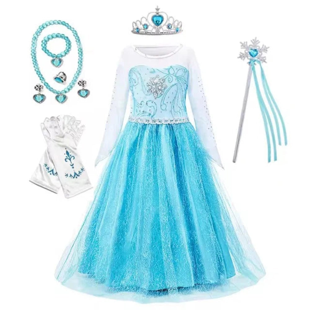 Girls' Halloween Princess Costume and Dresses for Dress Up Tiara Gloves Games