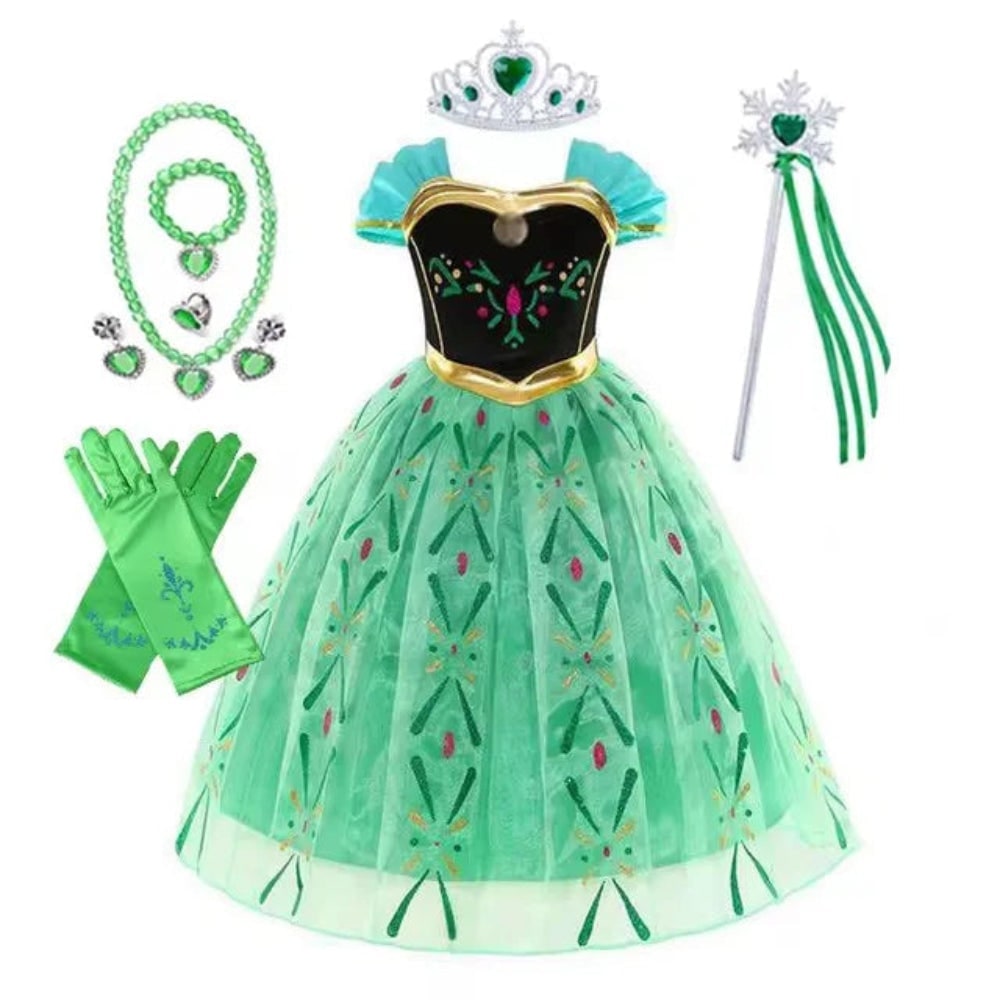 Girls' Halloween Princess Costume and Dresses for Dress Up Tiara Gloves Games