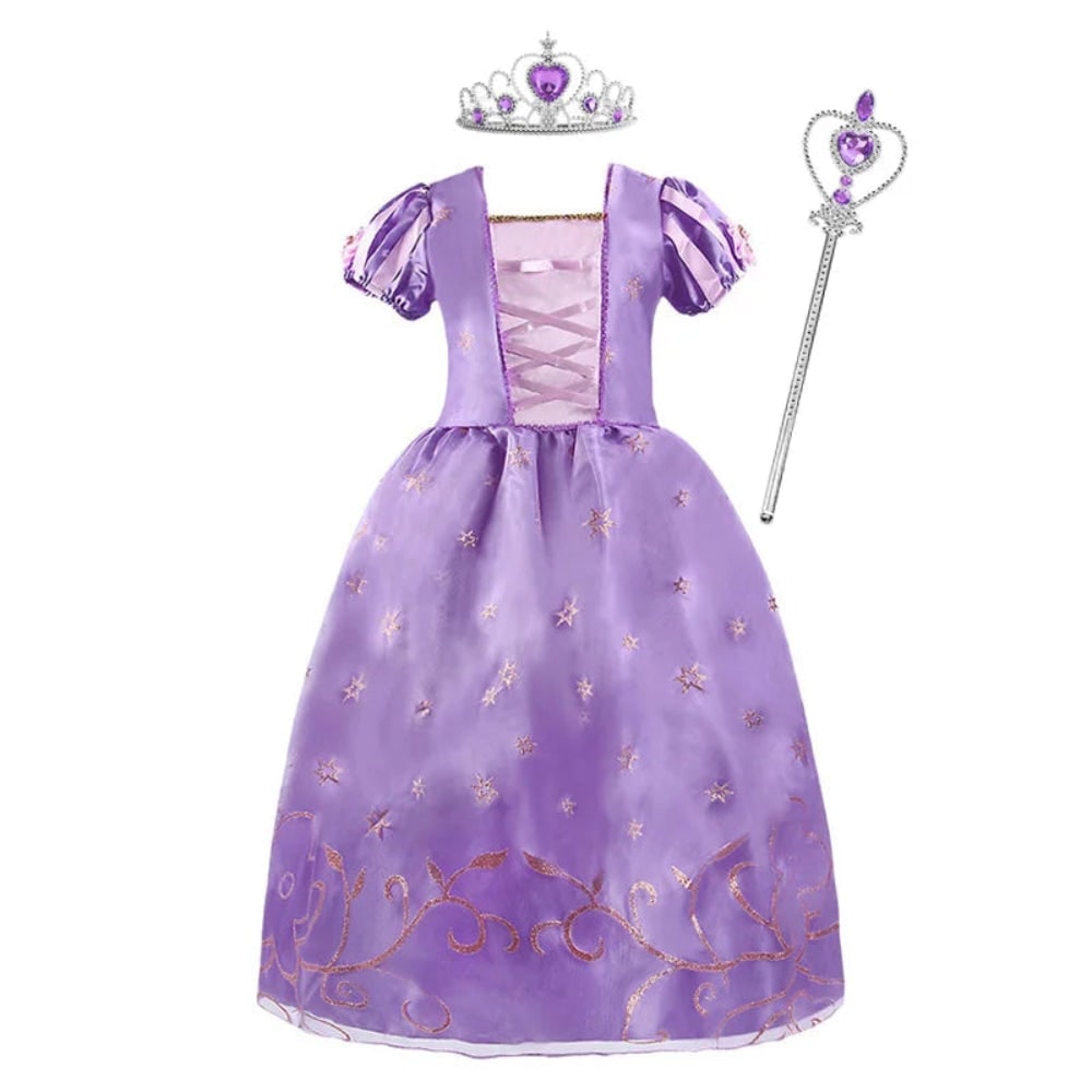 Girls' Halloween Princess Costume and Dresses for Dress Up Tiara Gloves Games
