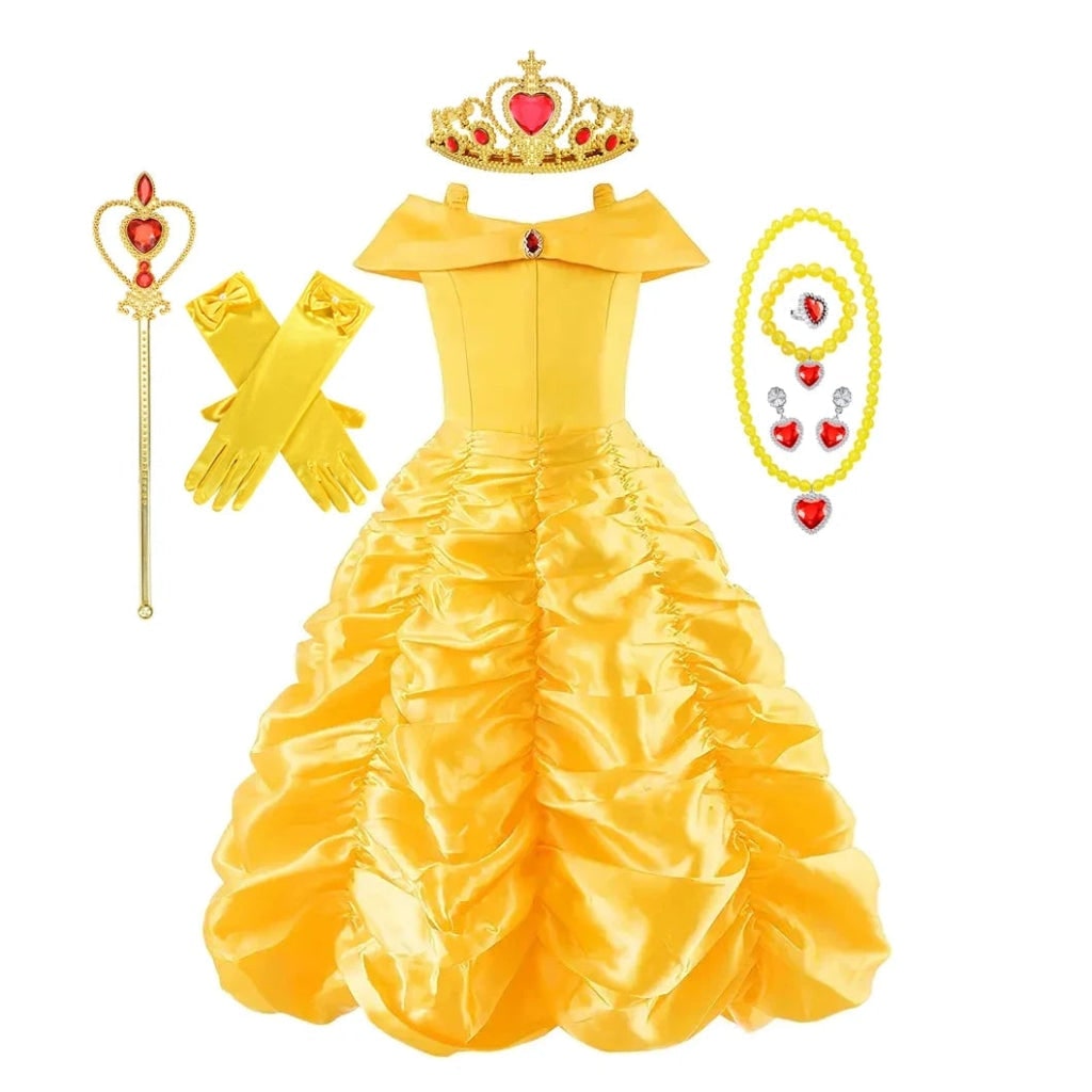 Girls' Halloween Princess Costume and Dresses with Ball Gown Tiara Scepter and Accessories Set