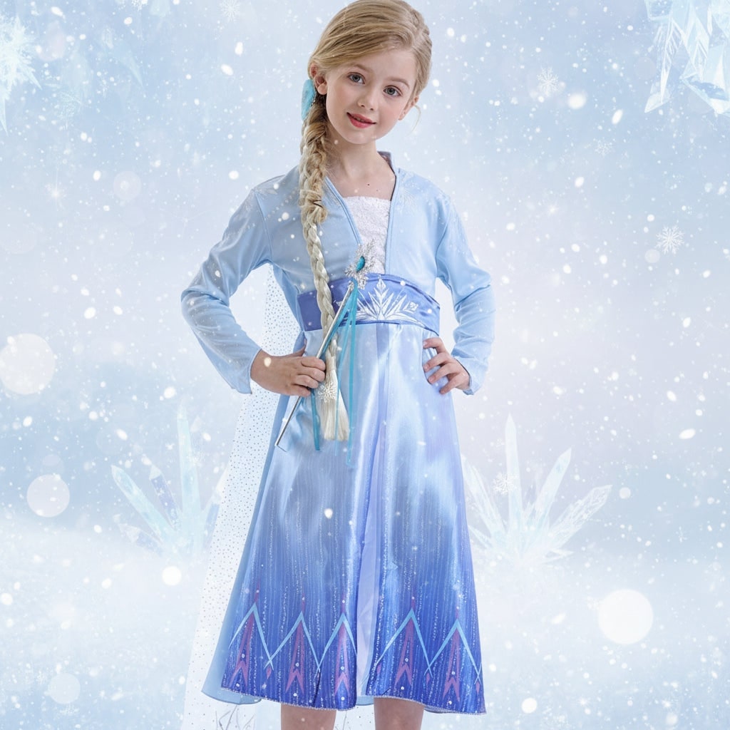 Girls' Halloween Princess Costume Dress with Cape and Wand Accessory Set