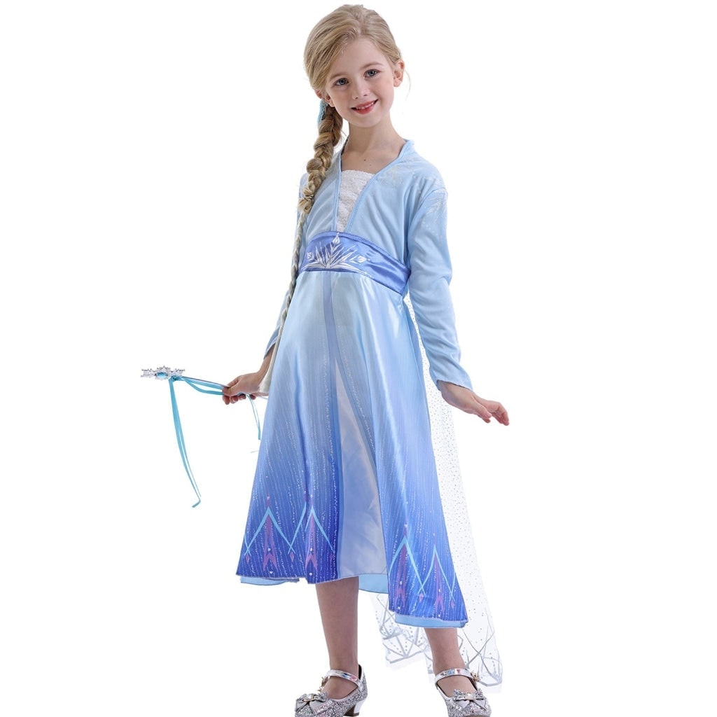 Girls' Halloween Princess Costume Dress with Cape and Wand Accessory Set