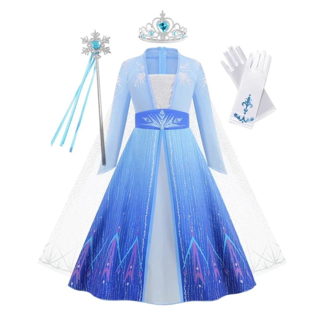 Girls' Halloween Princess Costume Dress with Tiara Wand and Gloves Dorothy Wizard Of Oz