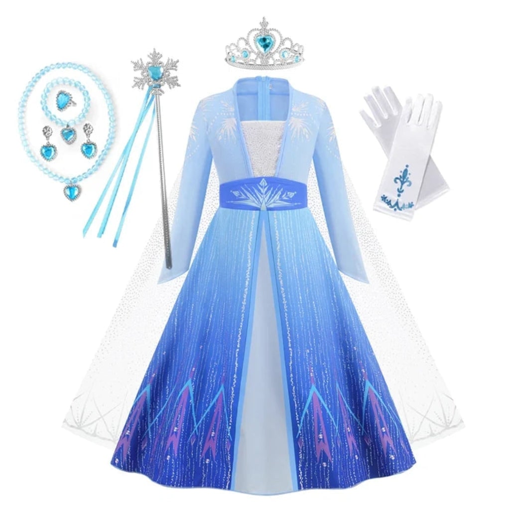 Girls' Halloween Princess Costume Dress with Tiara Wand and Gloves Dorothy Wizard Of Oz