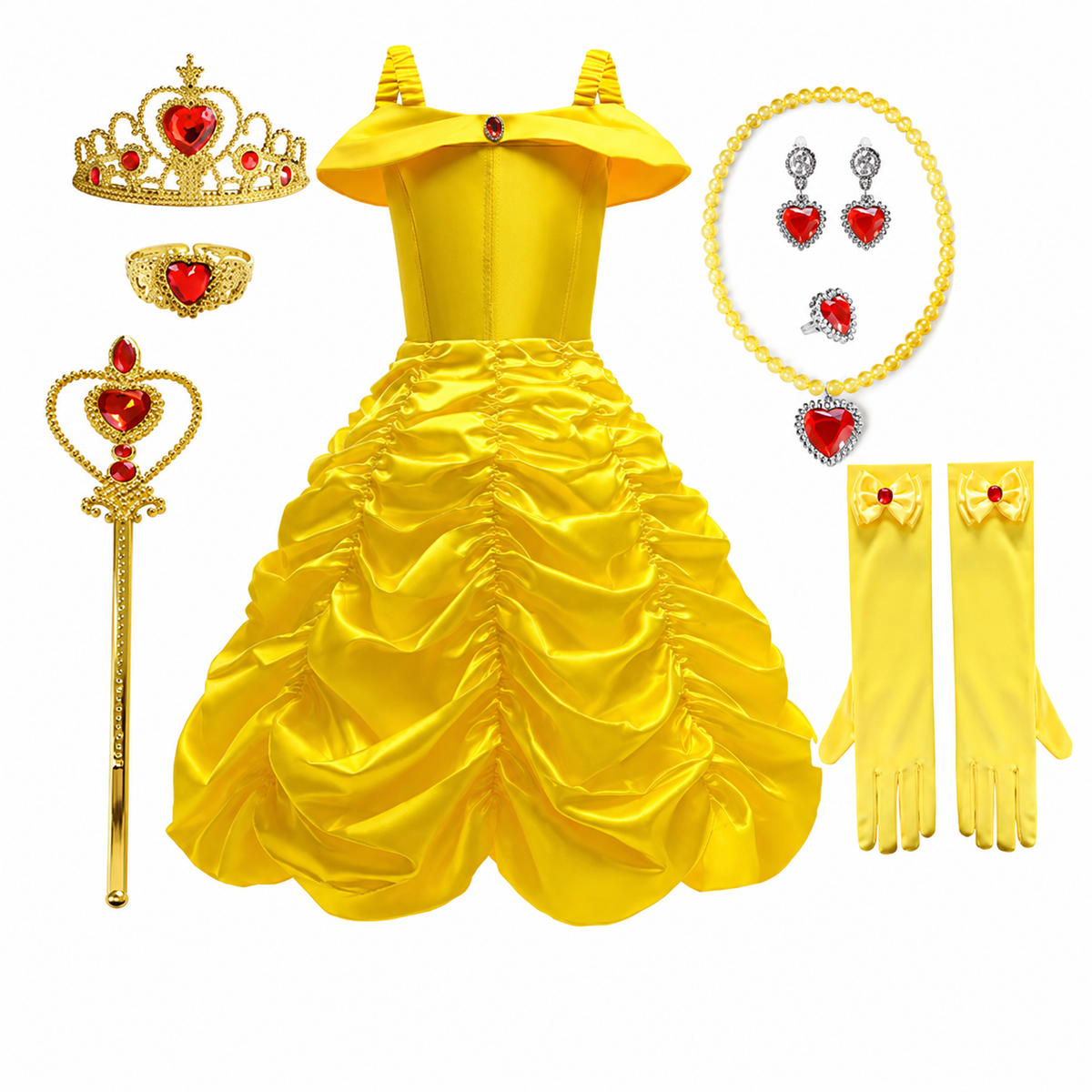 Girls' Halloween Princess Costume Dress with Tulle Skirt Tiara and Accessories Set