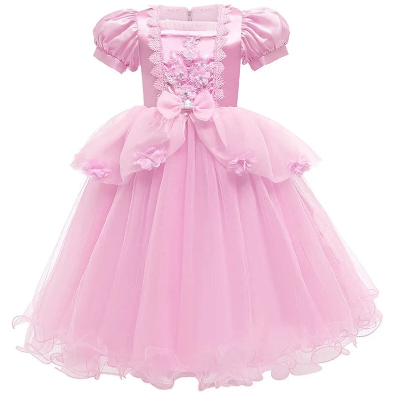 Girls' Halloween Princess Dress for Party Costume with Puff Sleeves and Tulle Skirt