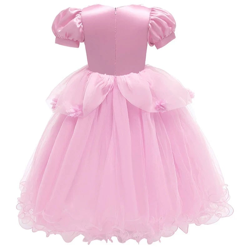 Girls' Halloween Princess Dress for Party Costume with Puff Sleeves and Tulle Skirt