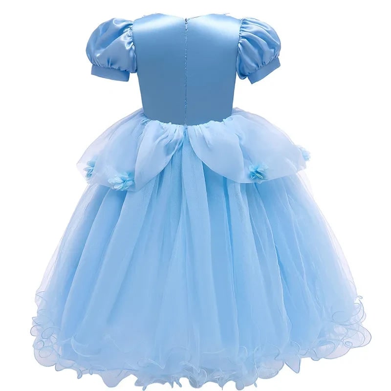 Girls' Halloween Princess Dress for Party Costume with Puff Sleeves and Tulle Skirt
