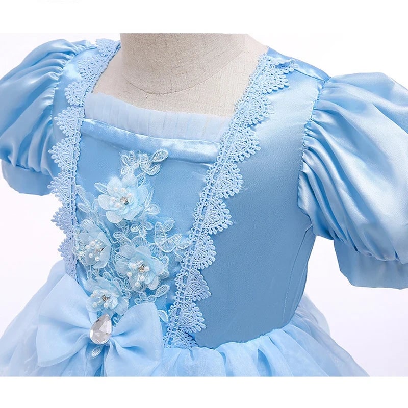 Girls' Halloween Princess Dress for Party Costume with Puff Sleeves and Tulle Skirt