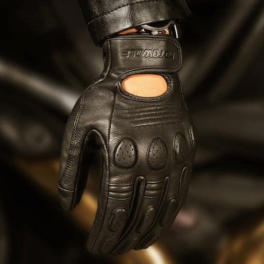 Retro Sheepskin Leather Motorcycle Glove