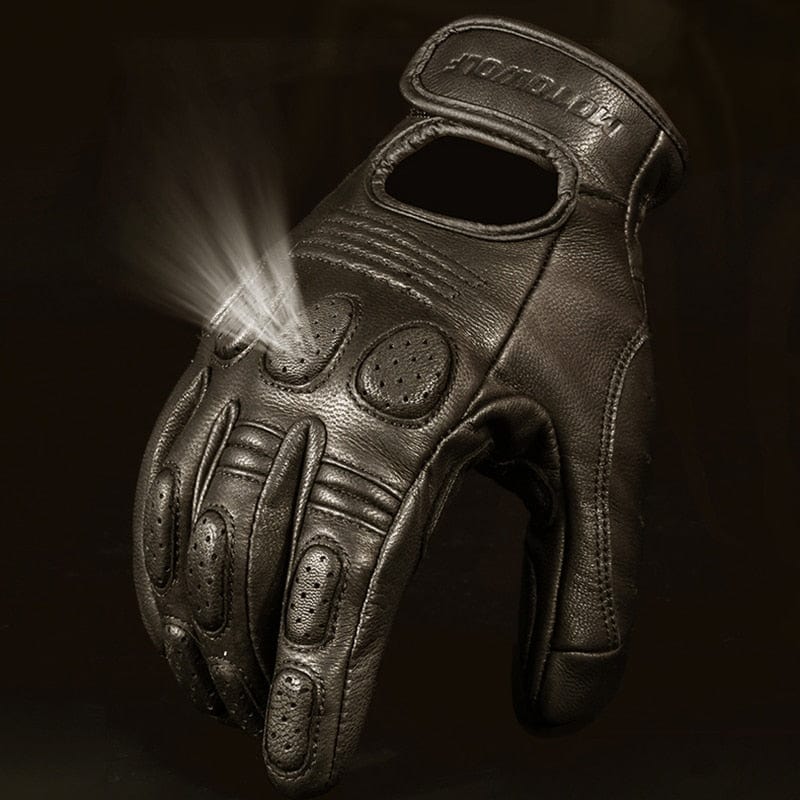 Retro Sheepskin Leather Motorcycle Glove