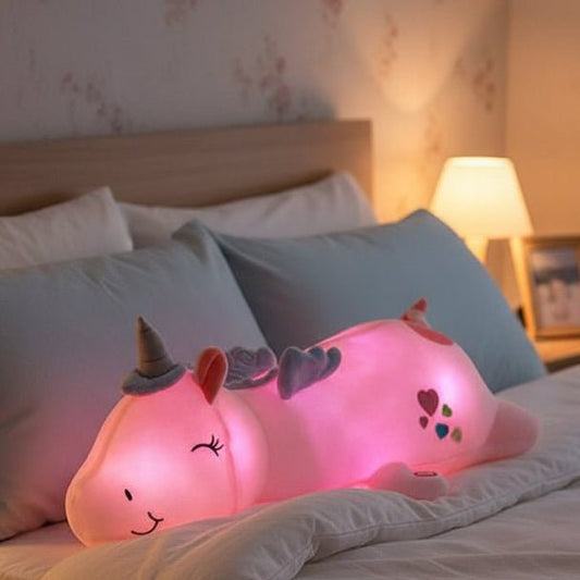 GLOWNIVA – Luminous Unicorn Plush with Multi-Color LED Night Light