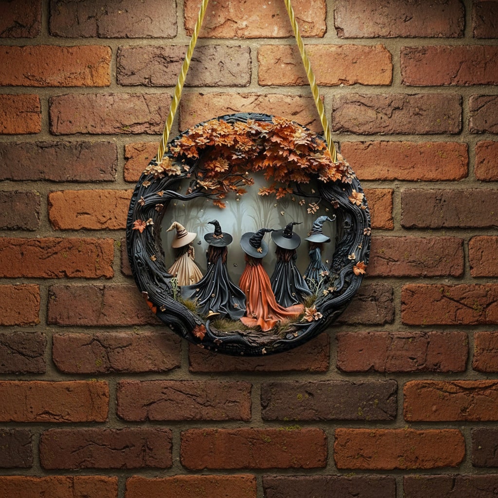 Halloween 3D Relief Wall Art Panel Decor Gnarled Branch Border and Twisted Rope Hanger for Home