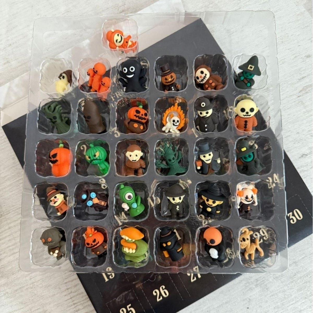Halloween Advent Calendar Countdown Decor with Spooky Miniature Figurines