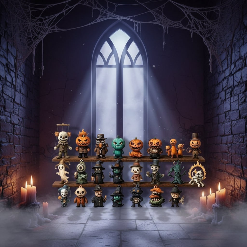 Halloween Advent Calendar Countdown with Toy Figurines for Family Decoration