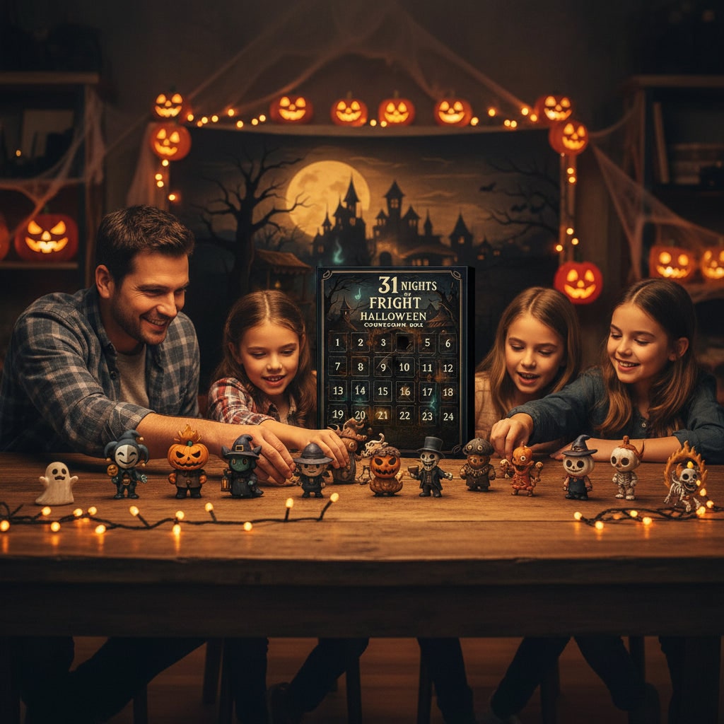 Halloween Advent Calendar Countdown with Toy Figurines for Family Decoration