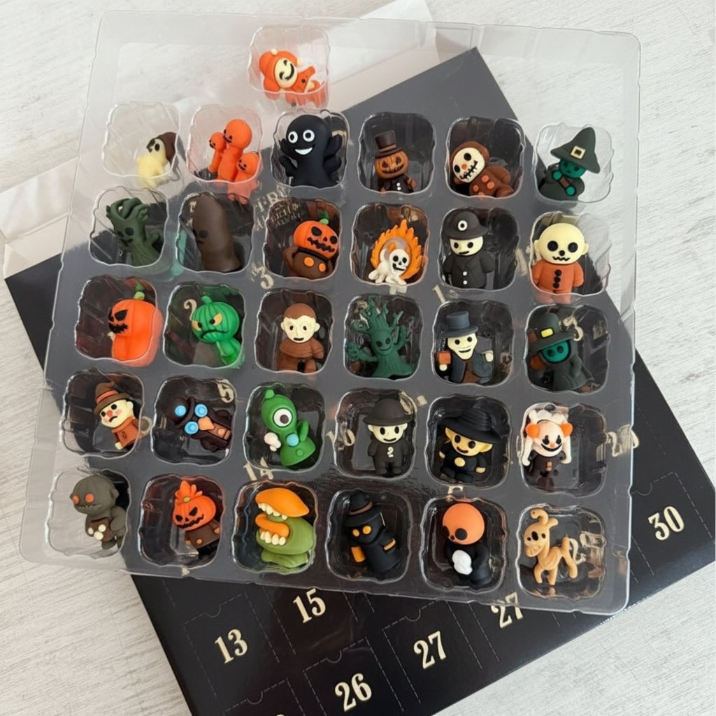 Halloween Advent Calendar Countdown with Toy Figurines for Family Decoration