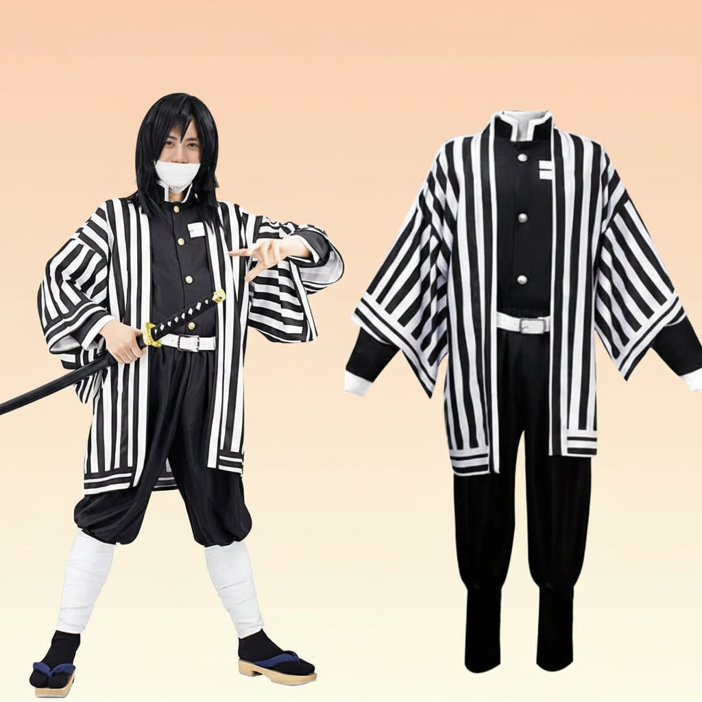 Halloween Anime Cosplay Costume and Outfits for Character Dress Up with Haori Jacket and Leg Wraps