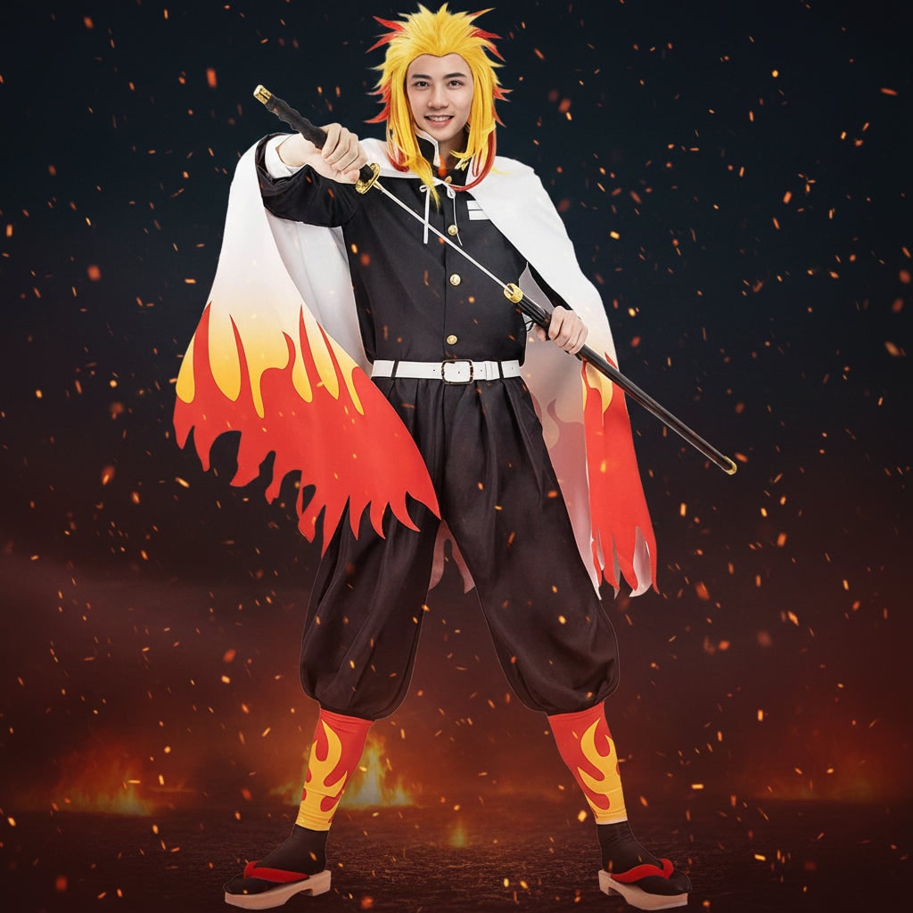 Halloween Anime Cosplay Costume and Outfits for Character Dress Up with Haori Jacket and Leg Wraps