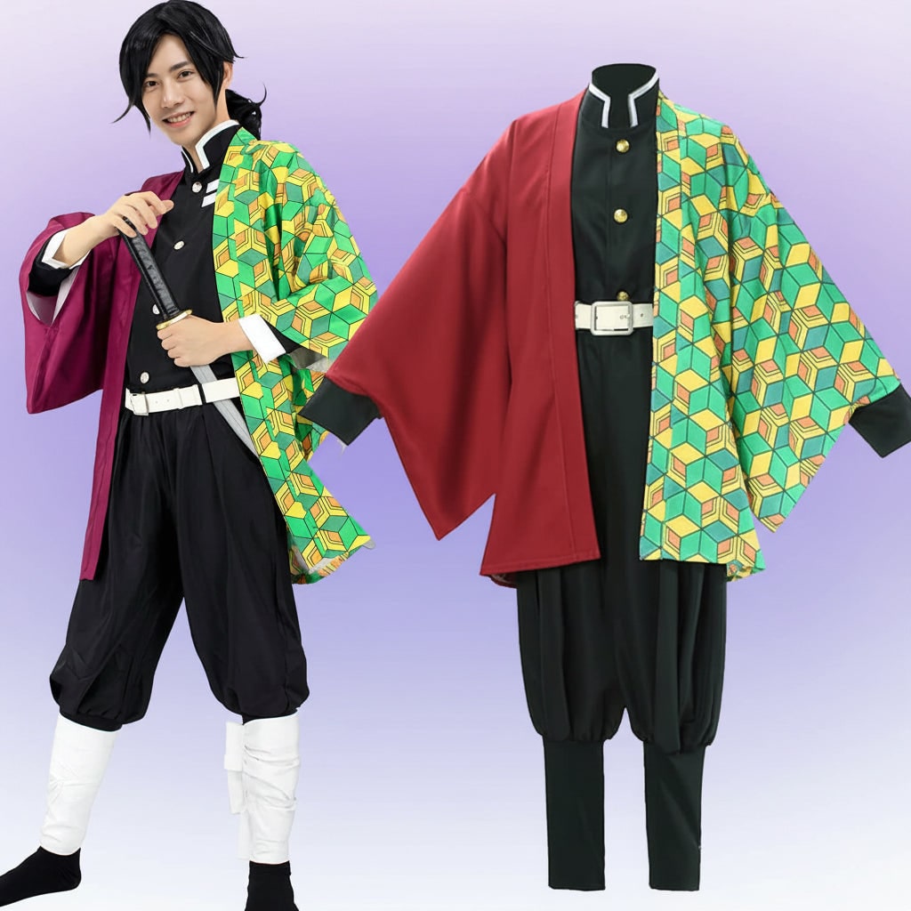 Halloween Anime Cosplay Costume and Outfits for Character Dress Up with Haori Jacket and Leg Wraps