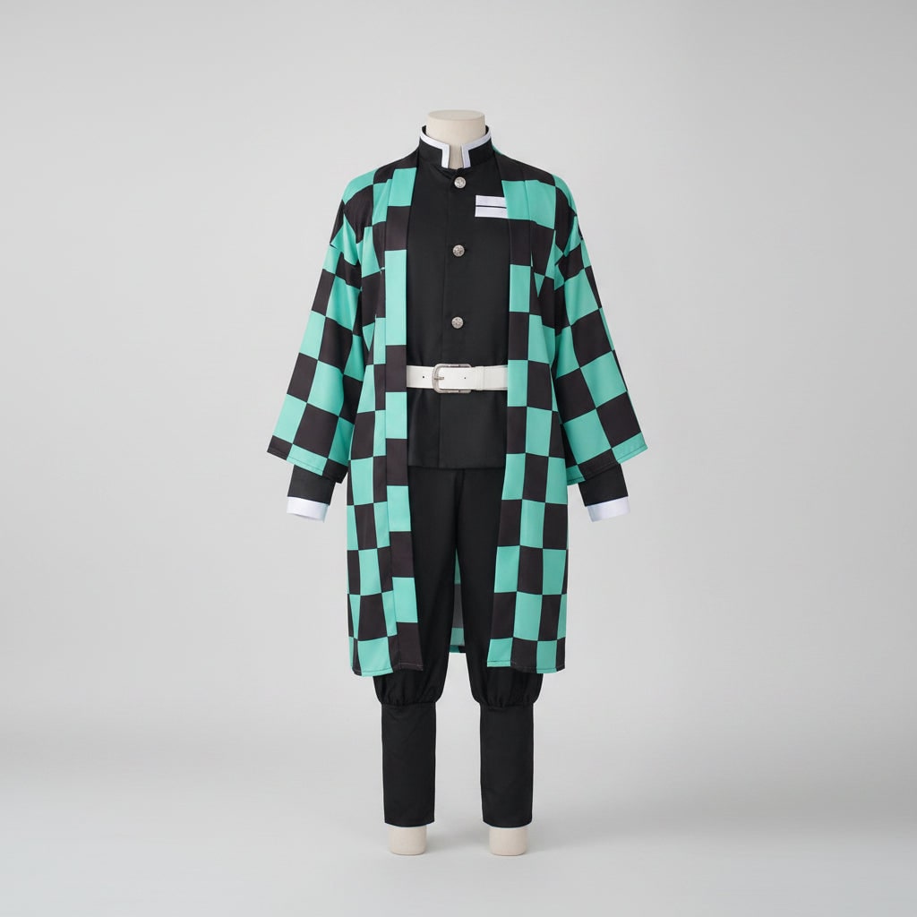 Halloween Anime Cosplay Costume and Outfits with Checkered Haori Coat and Character