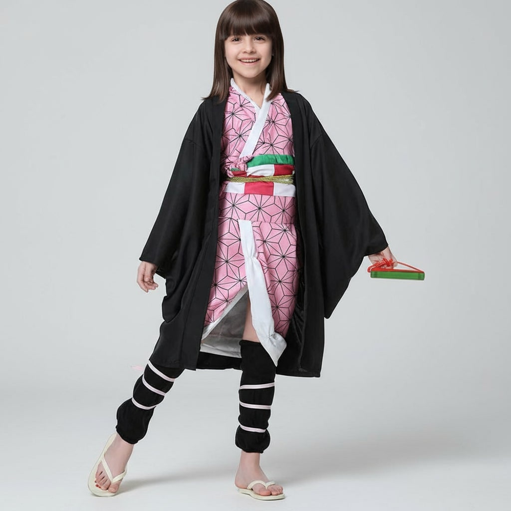 Halloween Anime Cosplay Costume and Outfits with Haori Jacket Checkered Pattern