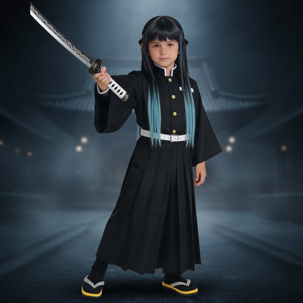 Halloween Anime Cosplay Costume and Outfits with High Collar Wide Sleeves Samurai Style