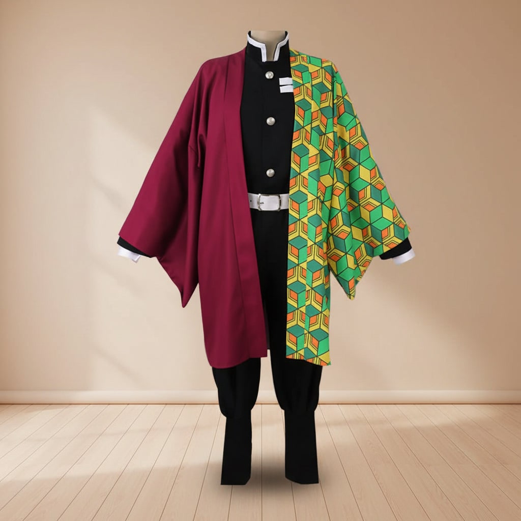 Halloween Anime Cosplay Costume with Character Haori Jacket Light-Up and Spiky