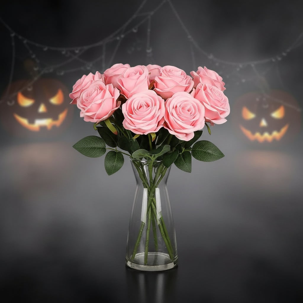 Halloween Artificial Roses Bulk Big Bouquet with Realistic Petals for Seasonal Decoration