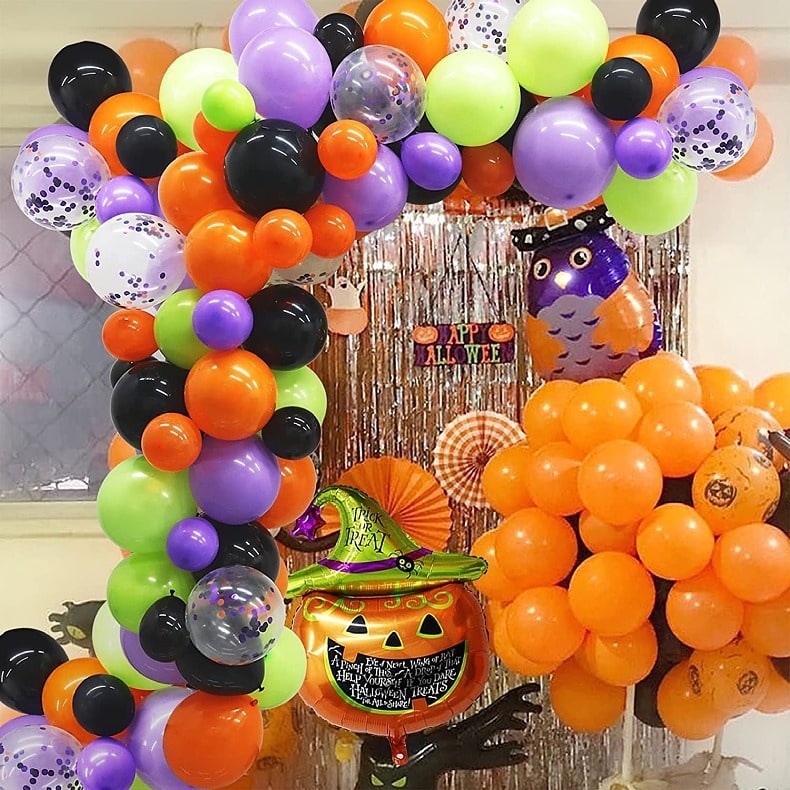 Halloween Balloon Arch Kit with Latex and Foil for Party Decoration Garland