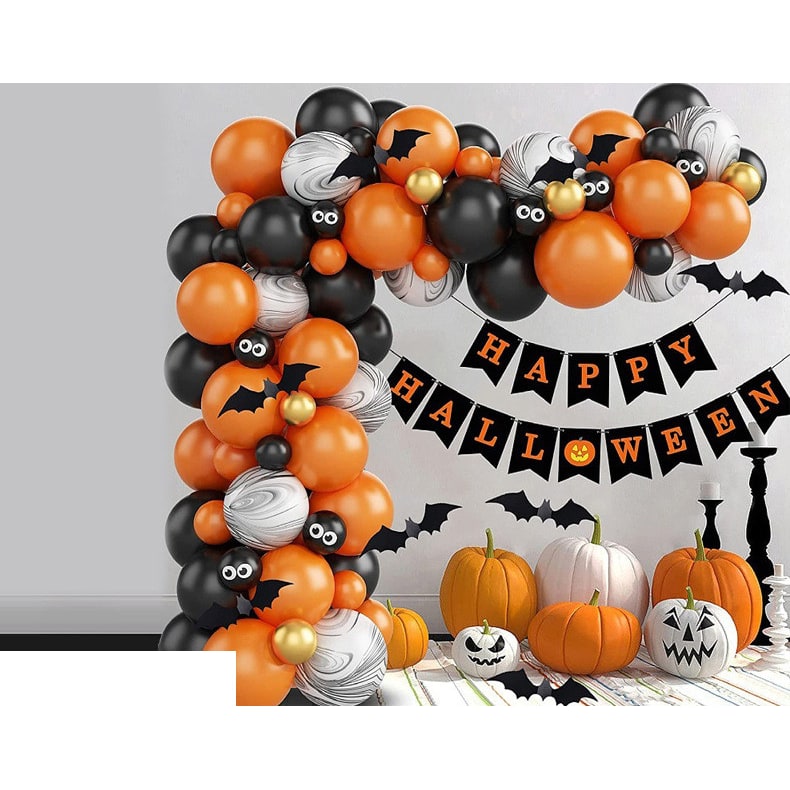 Halloween Balloon Arch Kit with Latex and Foil for Party Decoration Garland