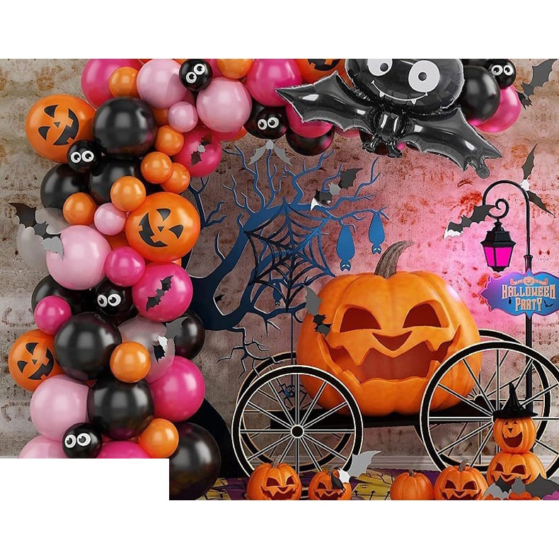 Halloween Balloon Arch Kit with Latex and Foil for Party Decoration Garland