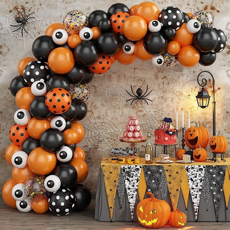 Halloween Balloon Arch Kit with Latex and Foil for Party Decoration Garland