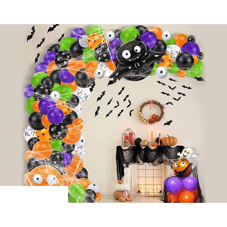 Halloween Balloon Arch Kit with Latex and Foil for Party Decoration Garland