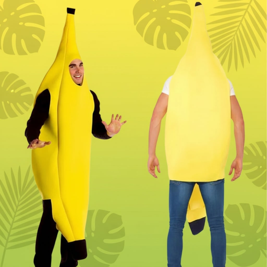 Halloween Banana Costume Suit with Face Cutout and Slip-On Design