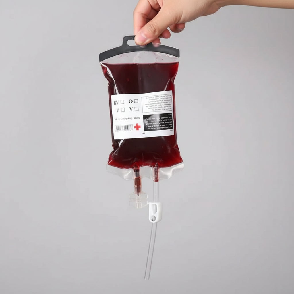 Halloween Blood Bags Drink Pouches with Syringe for Party Decorations and Haunted House Props