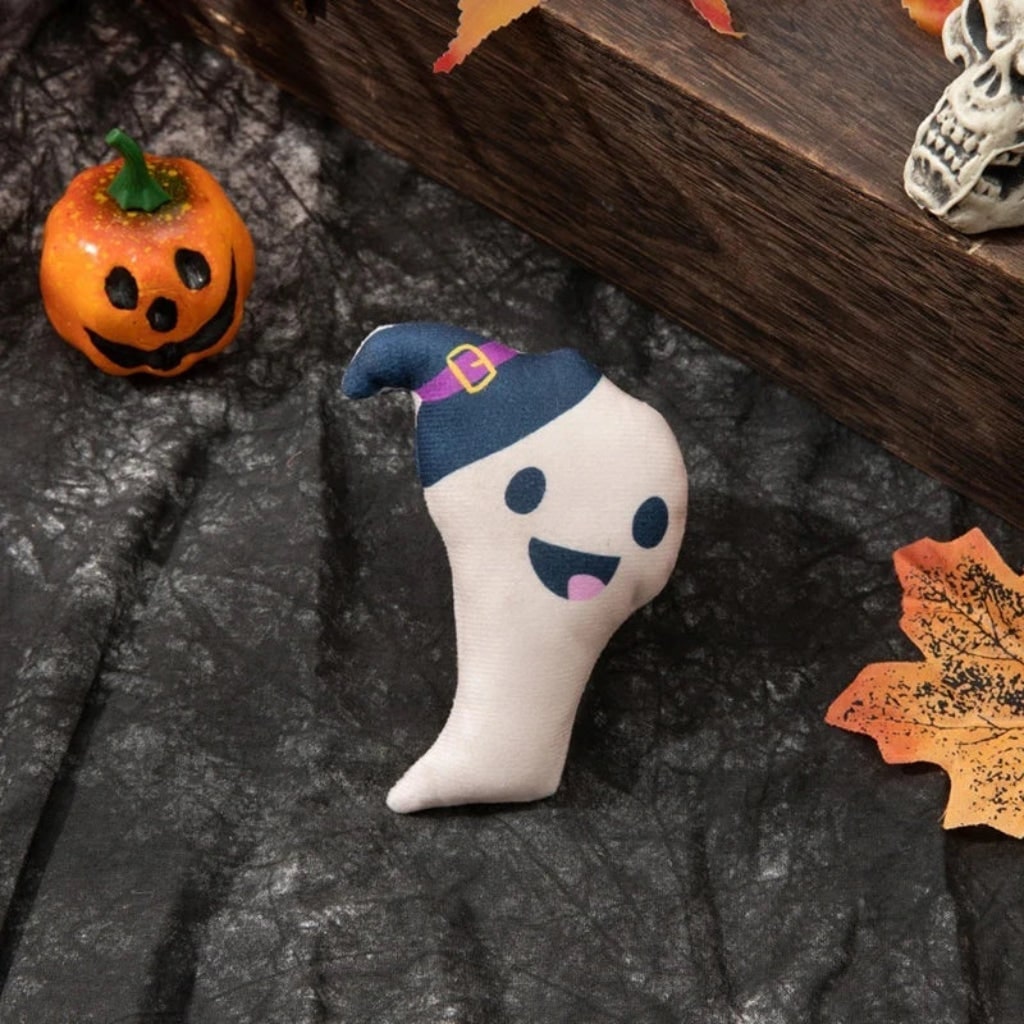 Halloween Cat Toys for Interactive Plush Play with Catnip Ghost and Pumpkin Designs Biting
