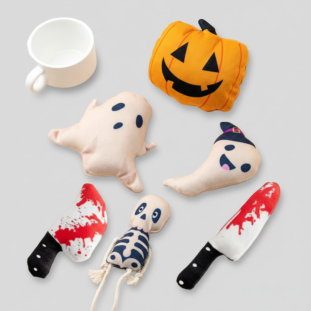 Halloween Catnip Toys for Cats Interactive Plush Play with Spooky Shapes