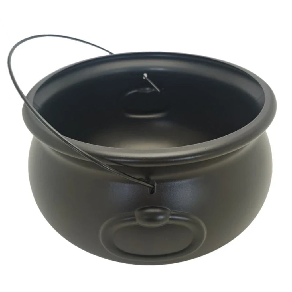 Halloween Cauldron Decoration with Wire Handle for Trick or Treat Party Display