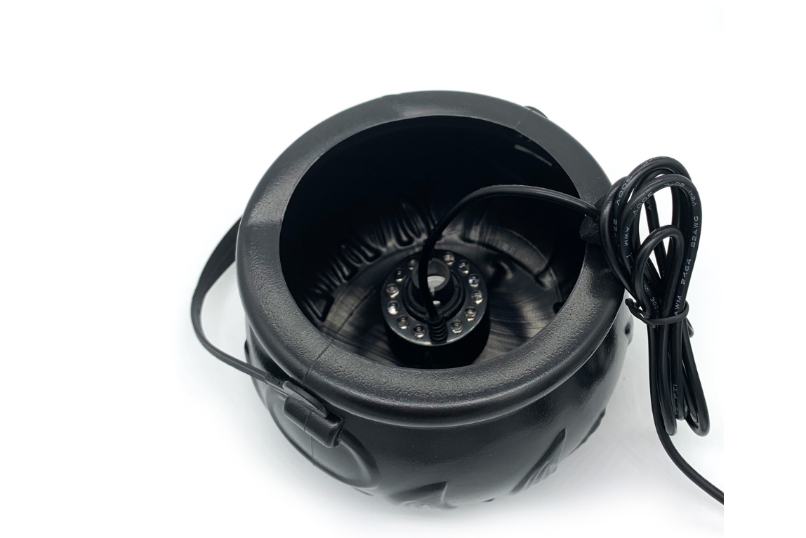 Halloween Cauldron Fog Machine with Color-Changing LED Maker and Mist for Party Table Decoration