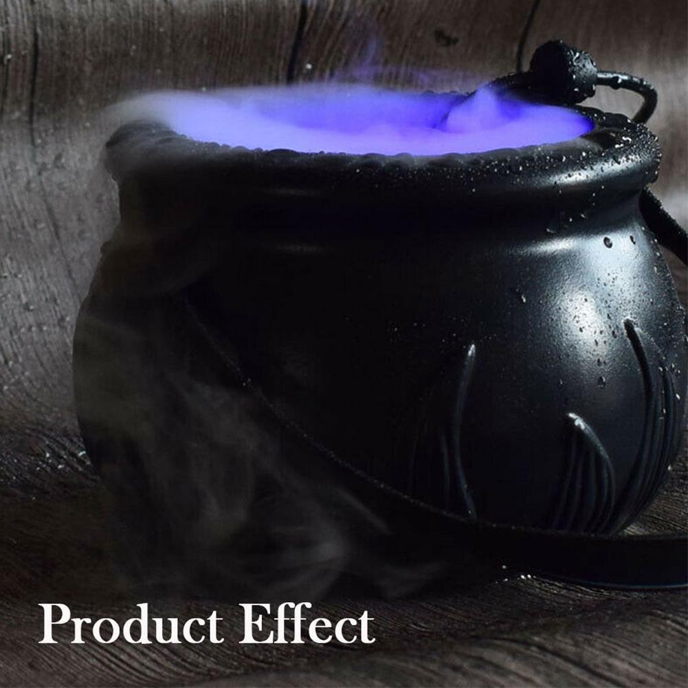 Halloween Cauldron Fog Machine with Color-Changing LED Maker and Mist for Party Table Decoration