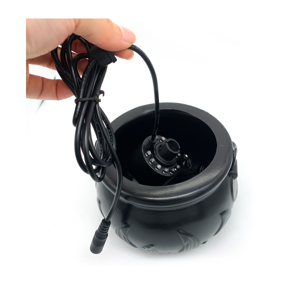 Halloween Cauldron Fog Machine with Color-Changing LED Maker and Mist for Party Table Decoration